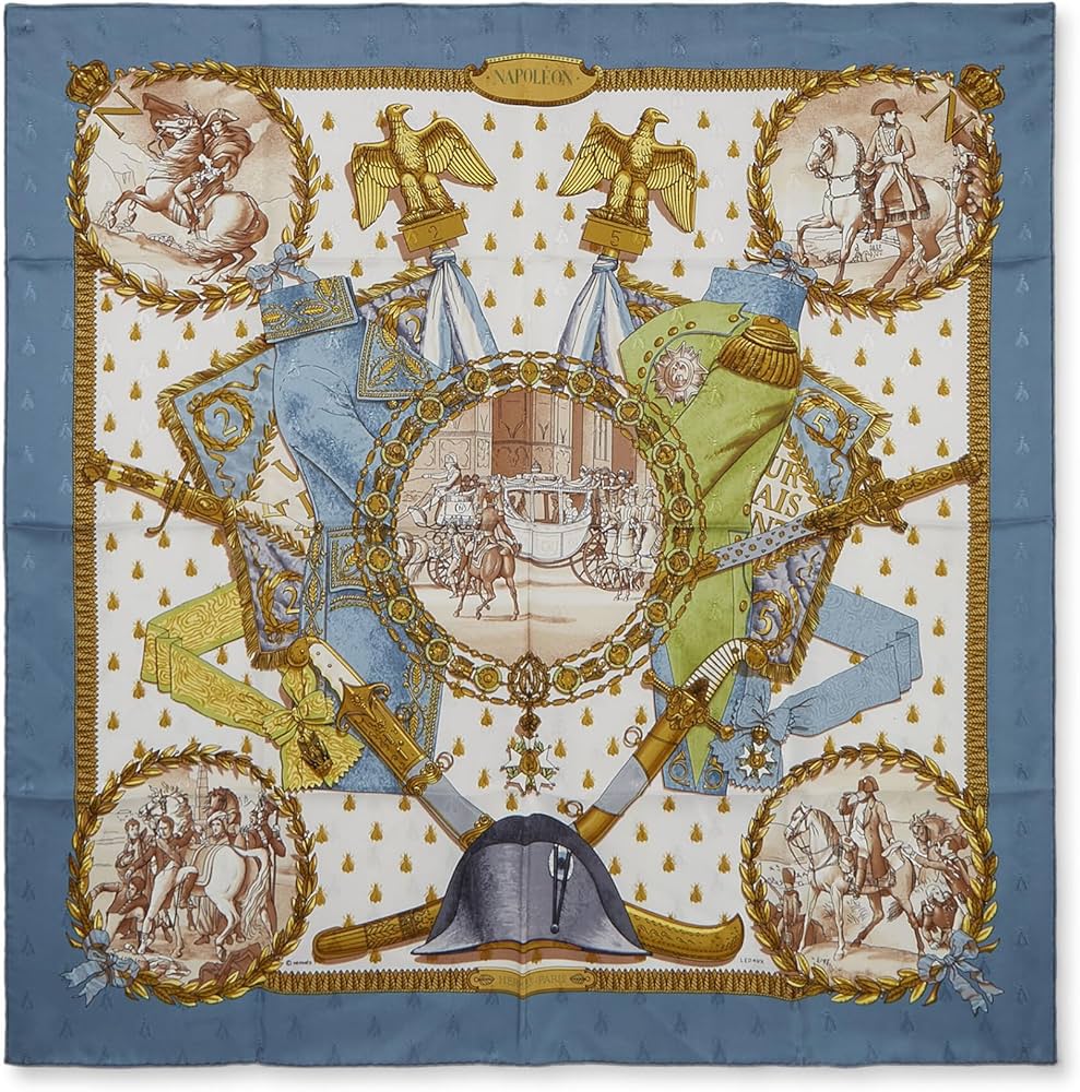 Amazon.com: Hermès, Pre-Loved Blue & Multicolor 'Napoleon' Silk